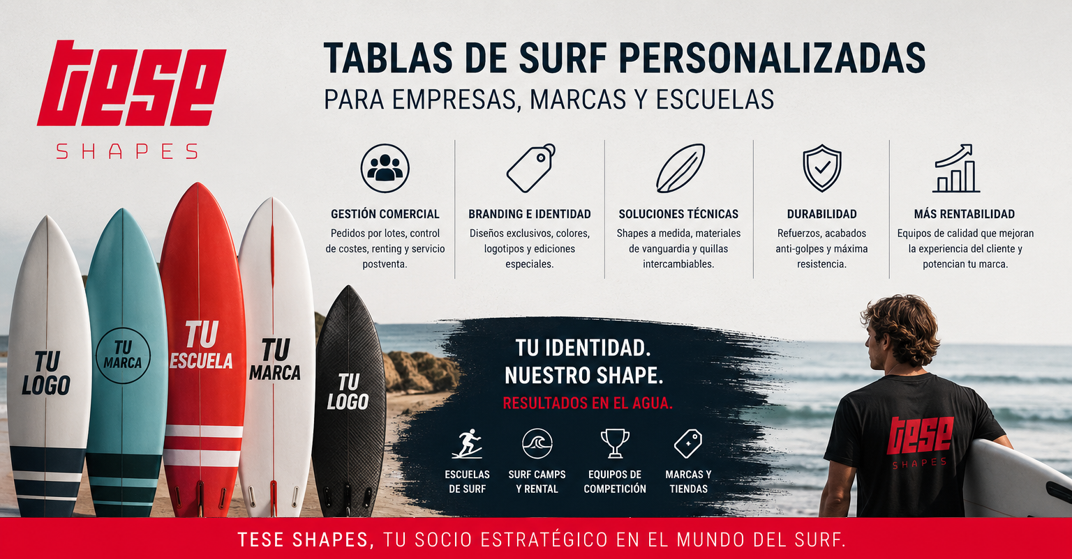Fabricación de tablas de surf personalizadas para empresas, marcas y escuelas de surf: claves para diferenciar tu negocio